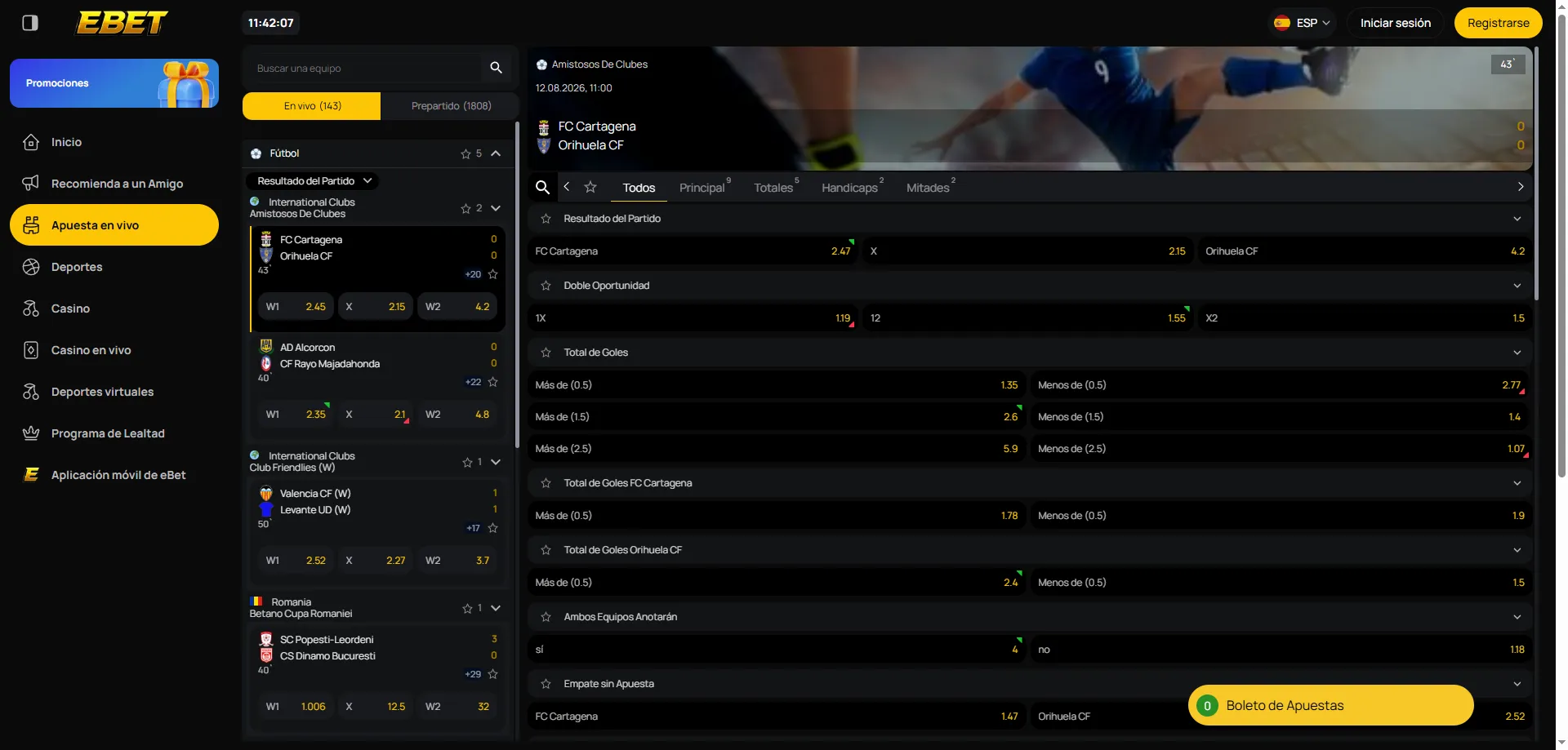 Apuestas deportivas en vivo con eBet Casino MX