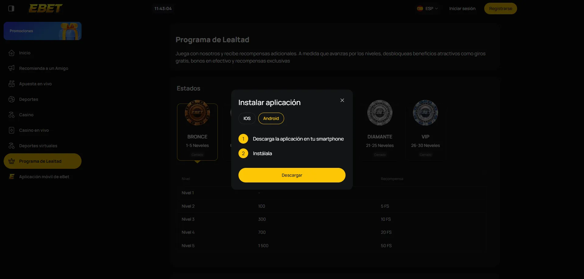 eBet Casino login en móvil y tablet desde cualquier lugar